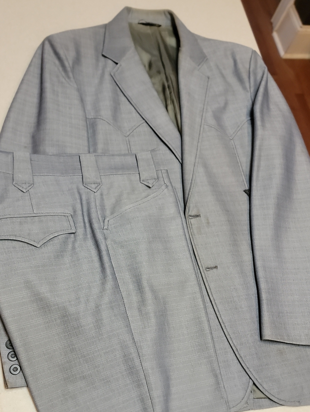 Vintage Circle S Western Suit Gray/blue. 42 Regular Jacket, 32 Pants
